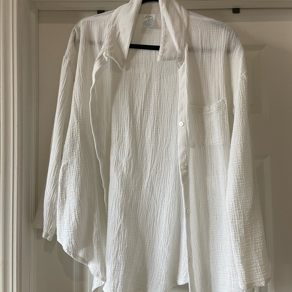 Oversized white button up shirt